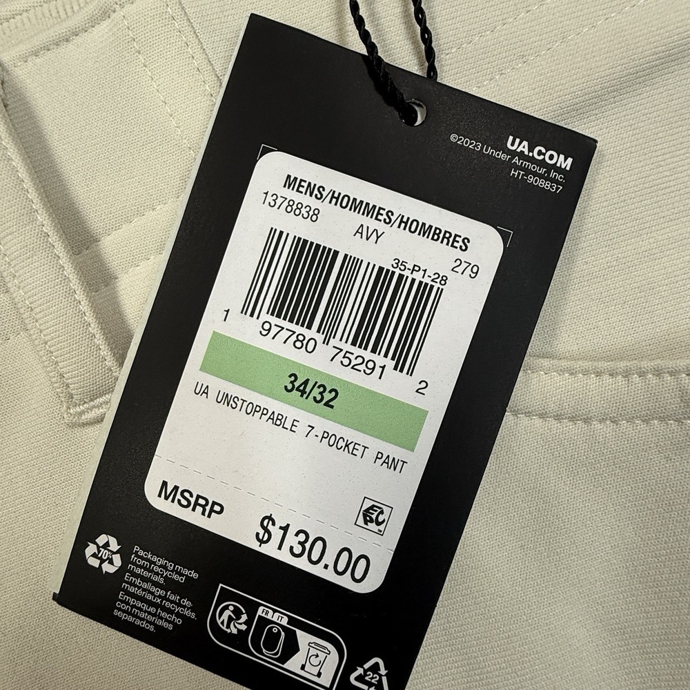 Under Armour Unstoppable 7-Pocket Pants Men's 34x32 Stone 1378838-279 NWT $130 - Picture 5 of 13